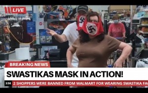 Video: Couple banned by Walmart after wearing Nazi flag face masks