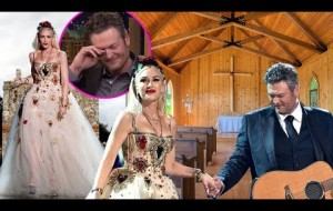 Blake Shelton walked alongside Gwen in the solemn and simple wedding at the private chapel