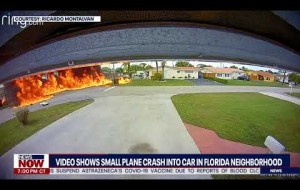 Small plane explodes on impact, crashes into car in Florida neighborhood