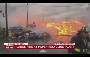 Chicago firefighters battle large blaze at recycling plant